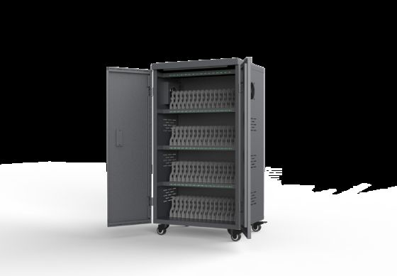 64 Slots USB Charging Cart with 4 Wheels with Brake 100-250V Input Voltage and Cooling Fans