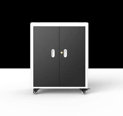 Chariot de chargement pour ordinateurs portables avec 30 prises secteur, ventilateurs et trous d'aération, dimensions 720x530x940mm, poids 70kg